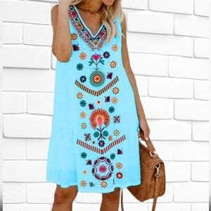 NEW Beautiful Boho Sleeveless  Print Dress 👗 Avail in Lg & Med WAS $52
